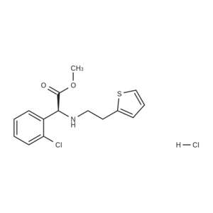 [CAS nr. 141109-19-5] (S)-metyl-2-(2-klorfenyl)-2-((2-(tiofen-2-yl)etyl)amino)acetathydroklorid